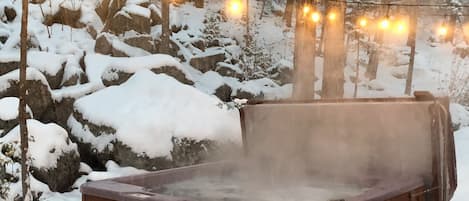 Private hot tub off the back deck