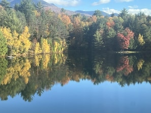 View from master bedroom deck in fall.