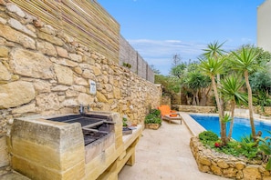 Pool and BBQ area of Gozo holiday home