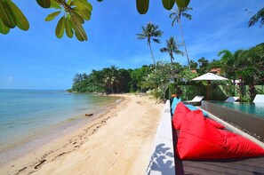 The beach is cleaned and combed every morning. 