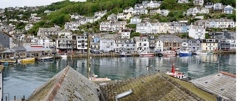 View from the top bedroom window of beautiful Looe harbour.