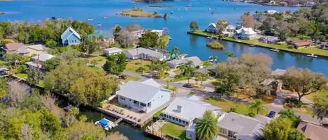 Canal front home on Kings Bay with boat slip, 50' of dock.