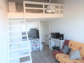 Séjour avec kitchenette et mezzanine