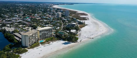 Whispering Sands private sanctuary is at north end of 3 1/2 mile Siesta Beach