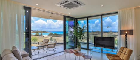 Large living room with a panoramic view