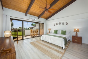 This is the primary bedroom with its own entrance to the lanai. Both doors lead to the same lanai.