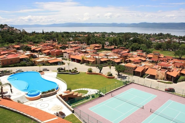 Swimming pool and tennis court