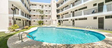 Courtyard and Pool right outside your front door 