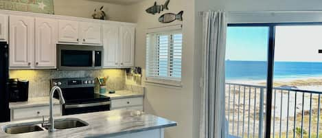 Beautifully remodeled kitchen with an amazing view! 