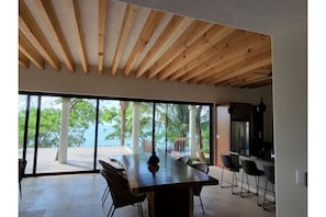 Ocean view dining table.