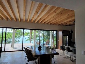 Ocean view dining table.