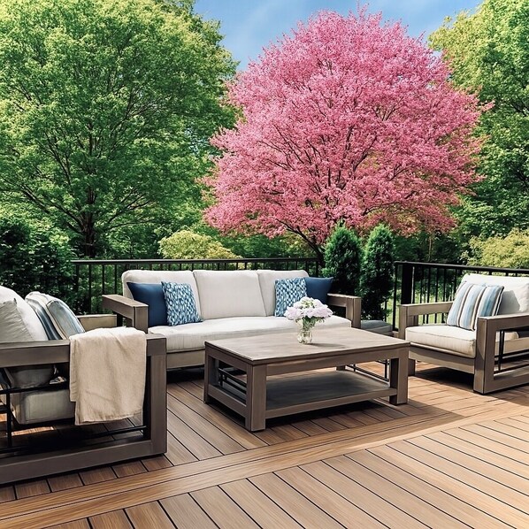 Enjoy sunny days & starry nights on our beautiful new deck designed for comfort