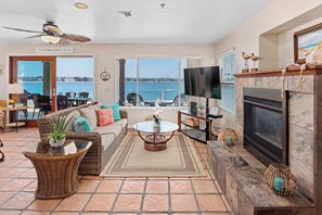Living area with gas fireplace!