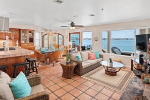 Indoor living & dining area with view!