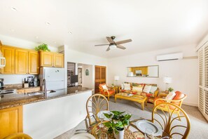 New A/C. Open concept kitchen and with sliding glass doors onto your own patio