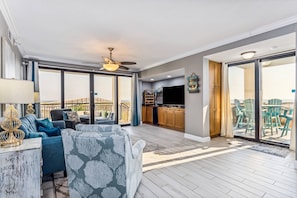 Large living area with beautiful gulf views