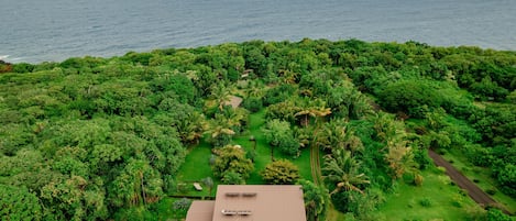 Overhead view of the the property. You can hear the ocean waves at night. 