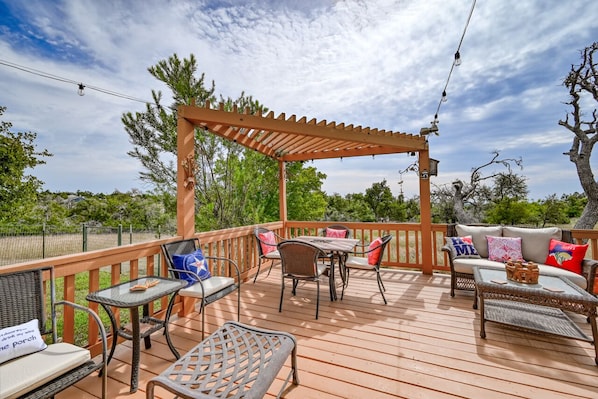 Enjoy a breath of fresh air while lounging in the outdoor seating area.