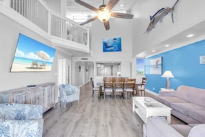 Indoor dining for 8 and large living room with plenty of space