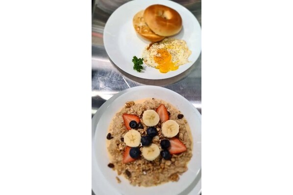 Caribbean Oatmeal Porridge & Eggs Your Way on a Bagel