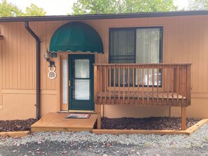 Cozy condo with private entry and deck.