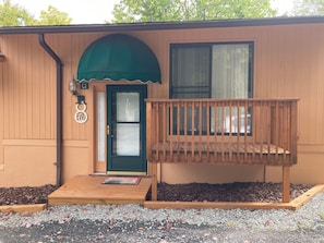Cozy condo with private entry and deck.