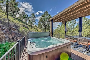 Deck | Private Hot Tub | Outdoor Dining Area