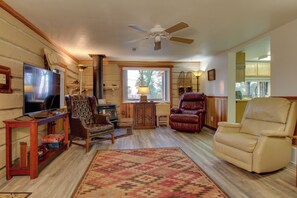 Living Room | Smart TV | Ceiling Fans | Central Heating | Window A/C Units