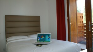 Relax on the comfy bed after a day outside.