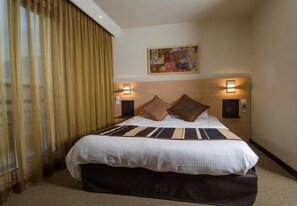 Drift to sleep in a comfortable bed after a wonderful day outside.