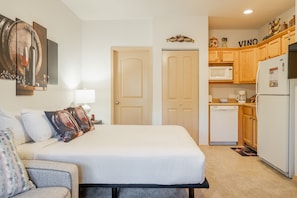 Queen-Size Bed, Kitchenette