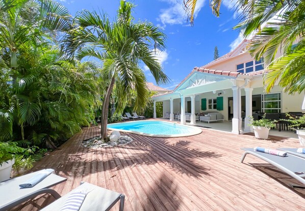 Large private terrace and pool in the middle of the vegetation