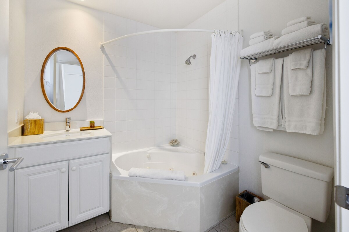 Chic, dog-friendly studio with balcony, full kitchen, & fireplace – great views