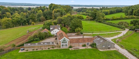 Aeriel views, Lodge Barn, Bolthole Retreats