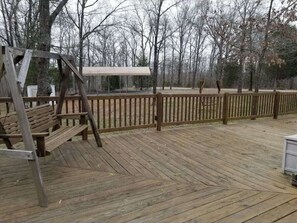 Large wrap around deck with swing 