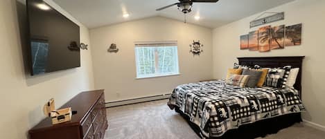 Master bedroom with master bath and 65” TV (upstairs)