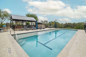 Fully fenced swimming pool area.