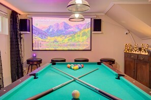 Experience our Theater room, Smart lights, and play some pool!