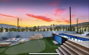 Stunning sunset and mountain views.