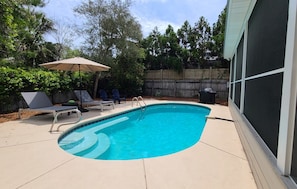 Pool Area is 8 feet deep and has Gas Grill