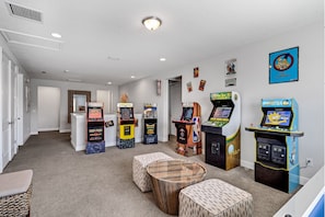 6 Arcade Cabinets with over 1400 games located on the upstairs loft