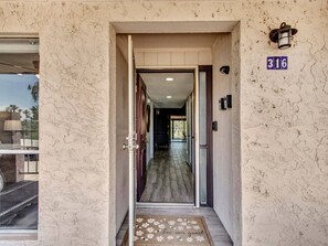 Private entrance with lock boxes for easy access