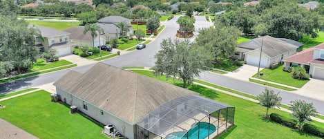 Aerial view of the spacious single-family home