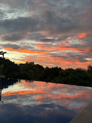 sunset view by the pool