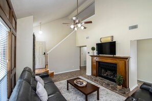 Living area with the upstairs' view