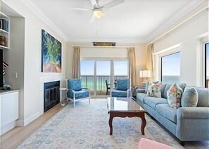 Comfortble sleeper sofa and a big screen TV with cable provided. Direct balcony access.