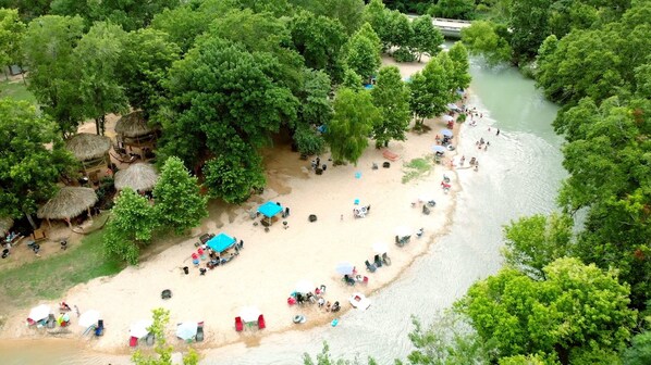 We have a nice, large beach are at Son's Blue River Camp!