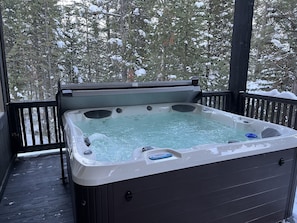 Inviting large hot tub
