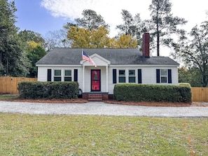 Front entrance with circular driveway.