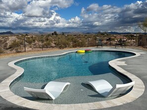 Large Heated (Upon Request) Pool with Loungers